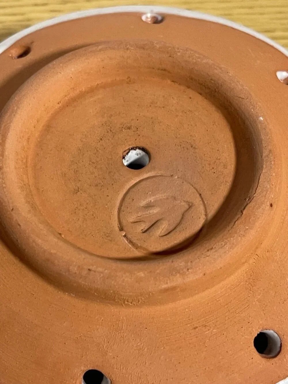 Handcrafted White Ceramic Berry Bowl Terracotta Terracotta Rim/Base Artisan Mark